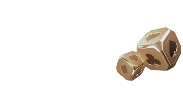 Два золотых кубика с символами мастей, символизирующие премиальный игровой опыт в Hype Casino.